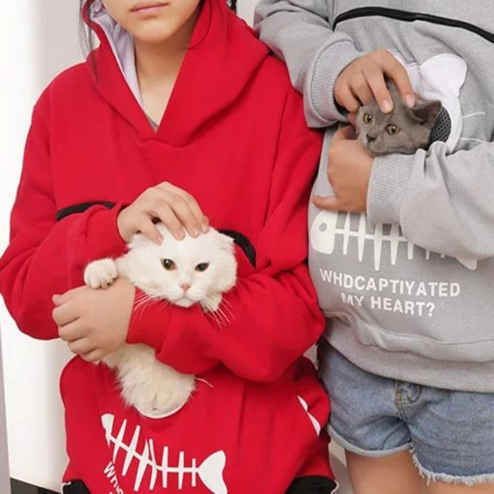 Hoodie Sweatshirt With Pet Pocket